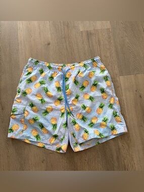 RAINFOREST Pineapple Print Swim Trunks - Light Blue, Yellow, Green
